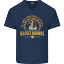 A Basset Hound Dog Mens V-Neck Cotton T-Shirt Navy Blue
