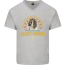A Basset Hound Dog Mens V-Neck Cotton T-Shirt Sports Grey