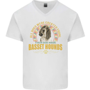 A Basset Hound Dog Mens V-Neck Cotton T-Shirt White