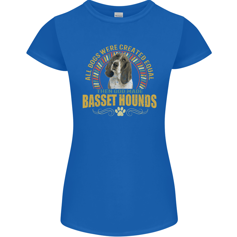 A Basset Hound Dog Womens Petite Cut T-Shirt Royal Blue