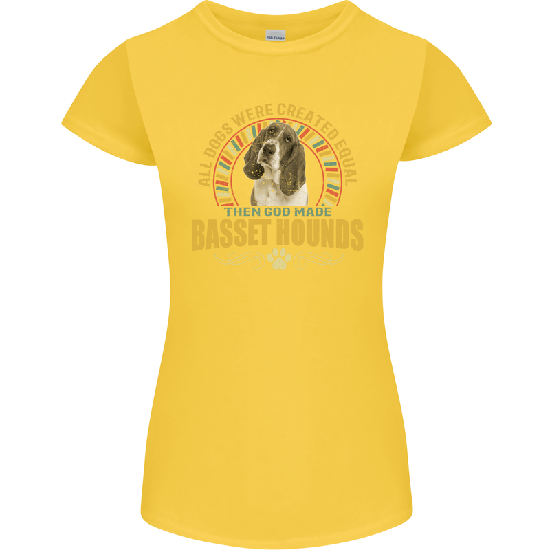 A Basset Hound Dog Womens Petite Cut T-Shirt Yellow