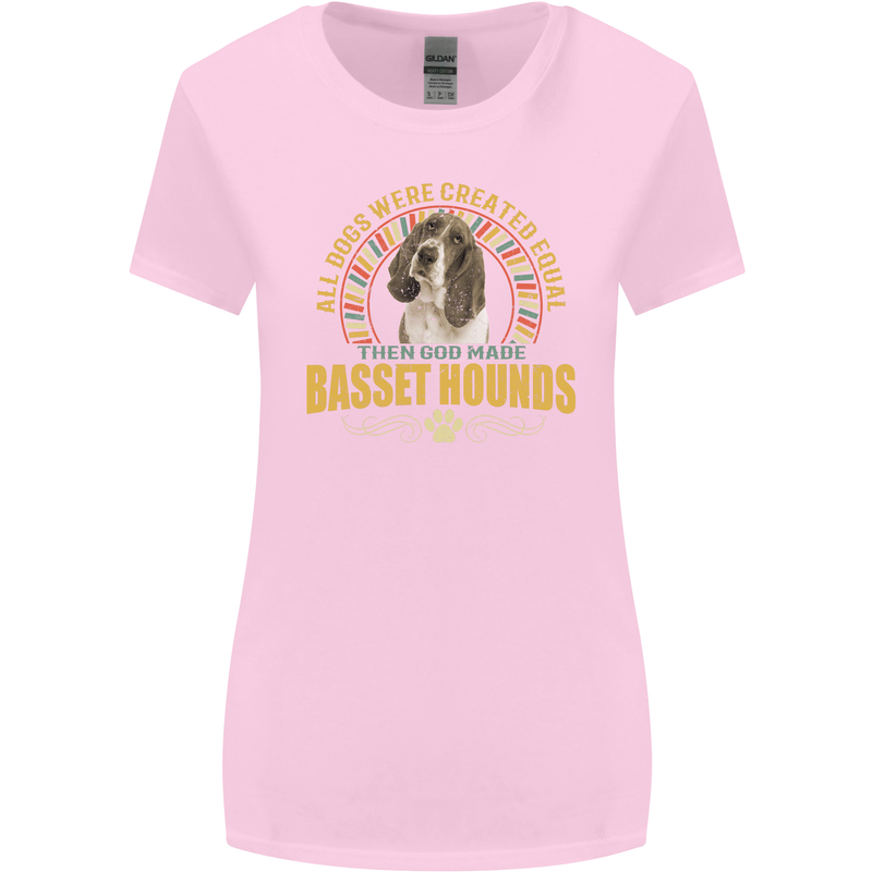 A Basset Hound Dog Womens Wider Cut T-Shirt Light Pink