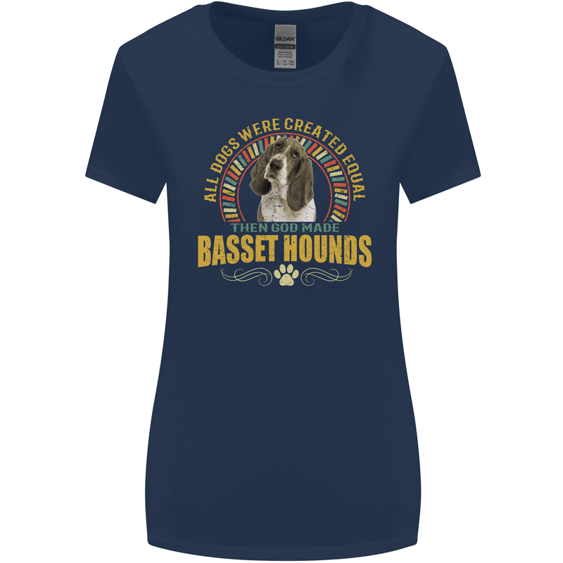 A Basset Hound Dog Womens Wider Cut T-Shirt Navy Blue