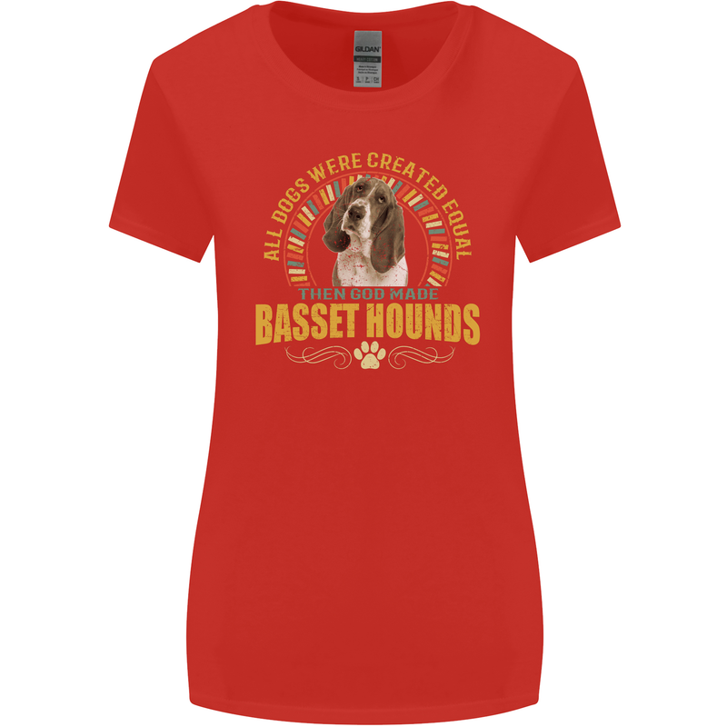 A Basset Hound Dog Womens Wider Cut T-Shirt Red