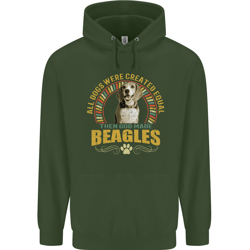 A Beagle Dog Mens 80% Cotton Hoodie Forest Green