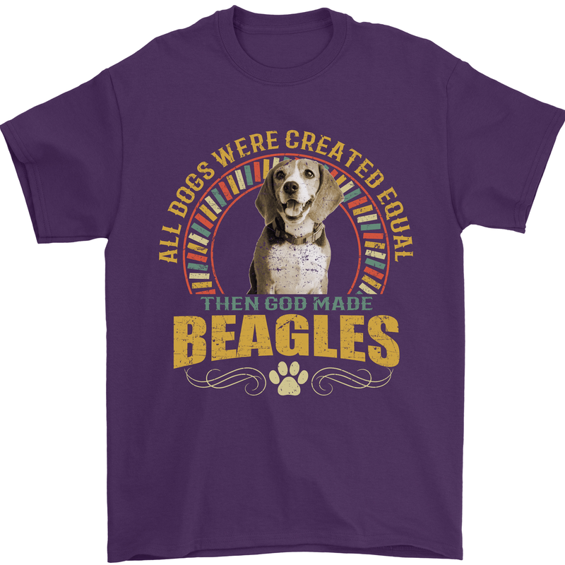 A Beagle Dog Mens T-Shirt 100% Cotton Purple