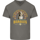 A Beagle Dog Mens V-Neck Cotton T-Shirt Charcoal