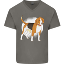 A Beagle Dog Mens V-Neck Cotton T-Shirt Charcoal