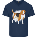 A Beagle Dog Mens V-Neck Cotton T-Shirt Navy Blue