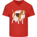 A Beagle Dog Mens V-Neck Cotton T-Shirt Red