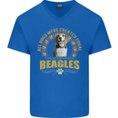 A Beagle Dog Mens V-Neck Cotton T-Shirt Royal Blue