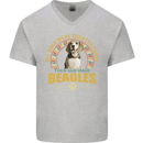 A Beagle Dog Mens V-Neck Cotton T-Shirt Sports Grey