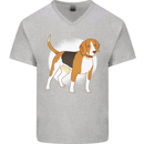 A Beagle Dog Mens V-Neck Cotton T-Shirt Sports Grey