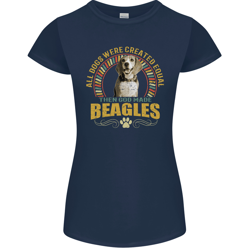 A Beagle Dog Womens Petite Cut T-Shirt Navy Blue