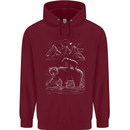A Bear and It's Cub Childrens Kids Hoodie Maroon
