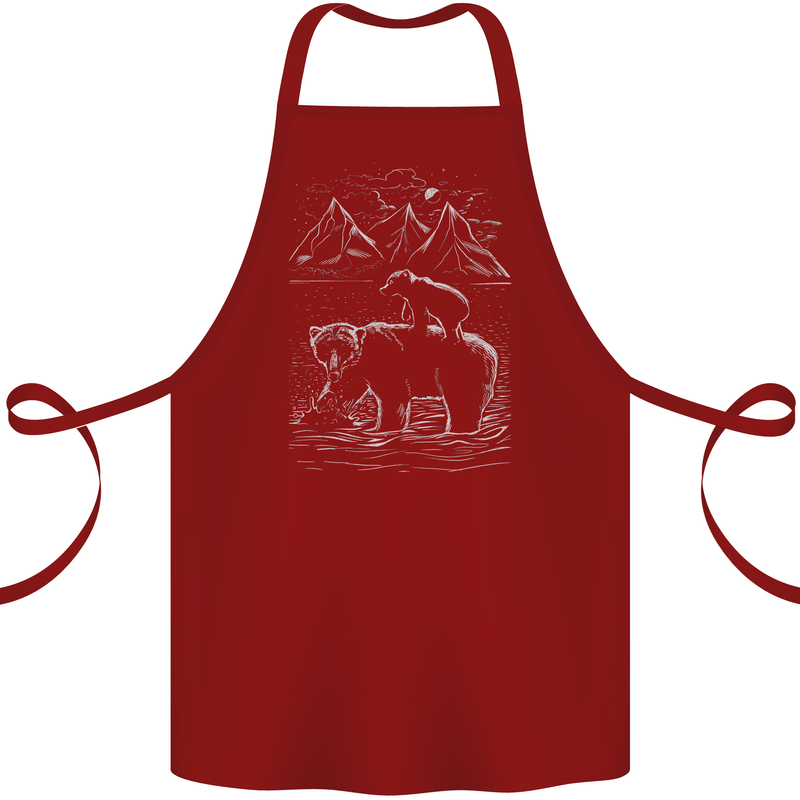 A Bear and It's Cub Cotton Apron 100% Organic Maroon