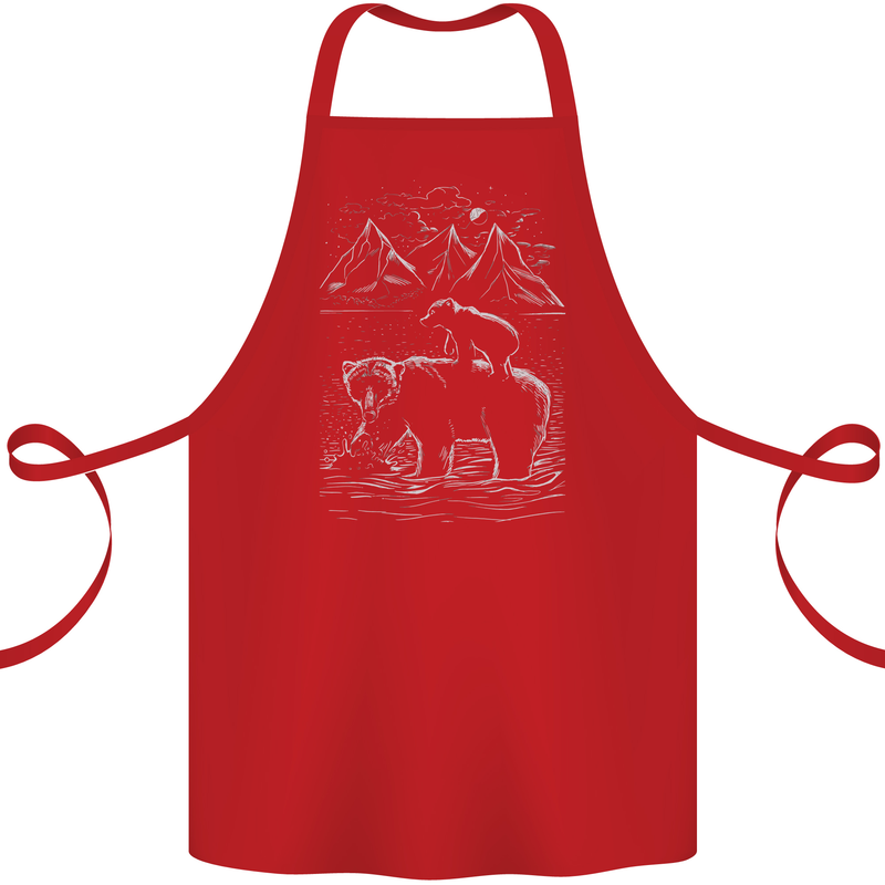 A Bear and It's Cub Cotton Apron 100% Organic Red