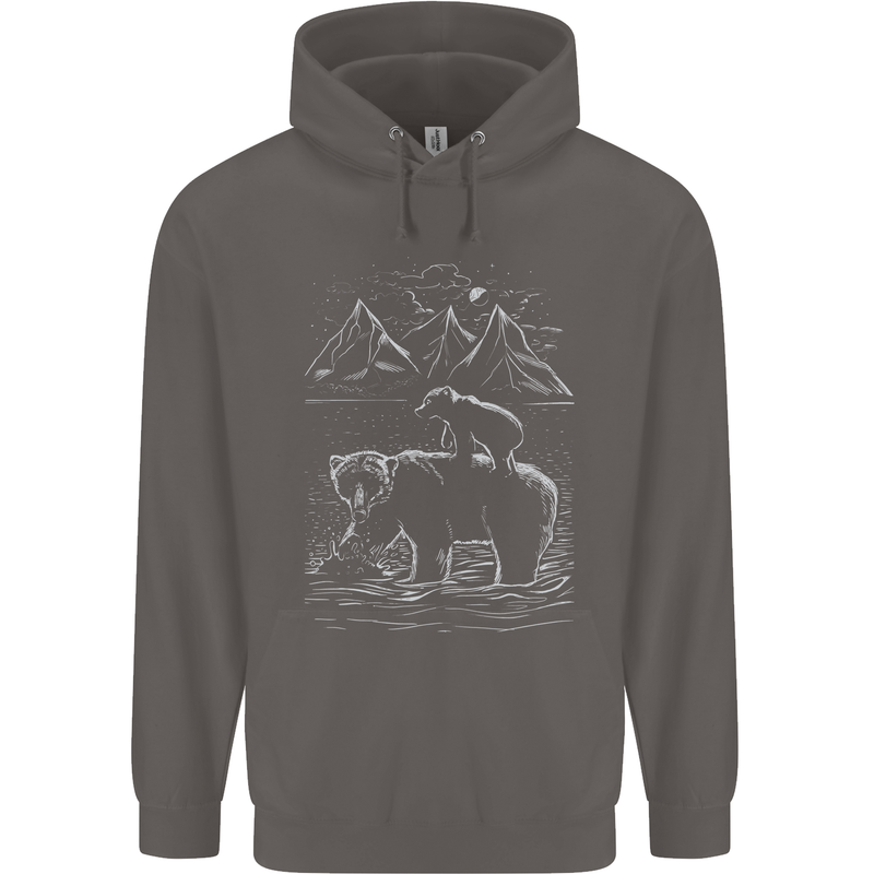 A Bear and It's Cub Mens 80% Cotton Hoodie Charcoal