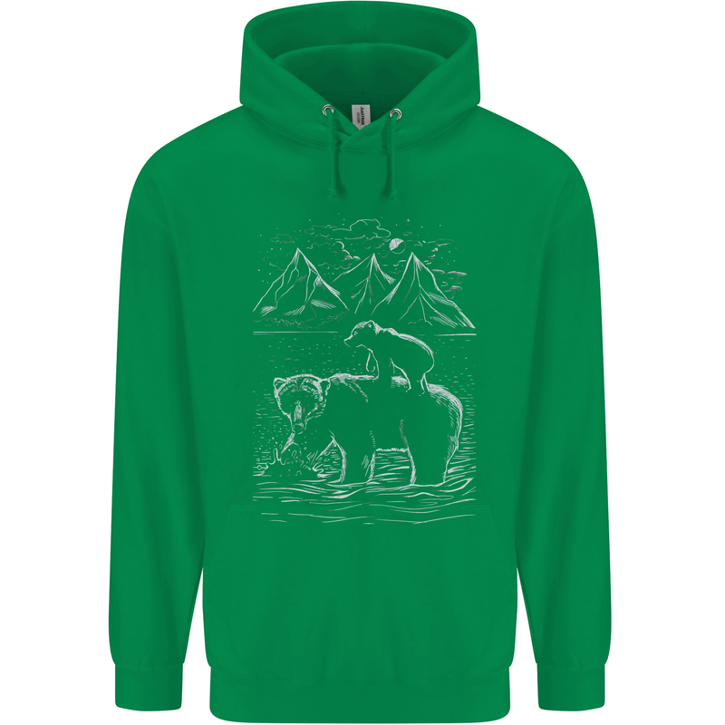 A Bear and It's Cub Mens 80% Cotton Hoodie Irish Green