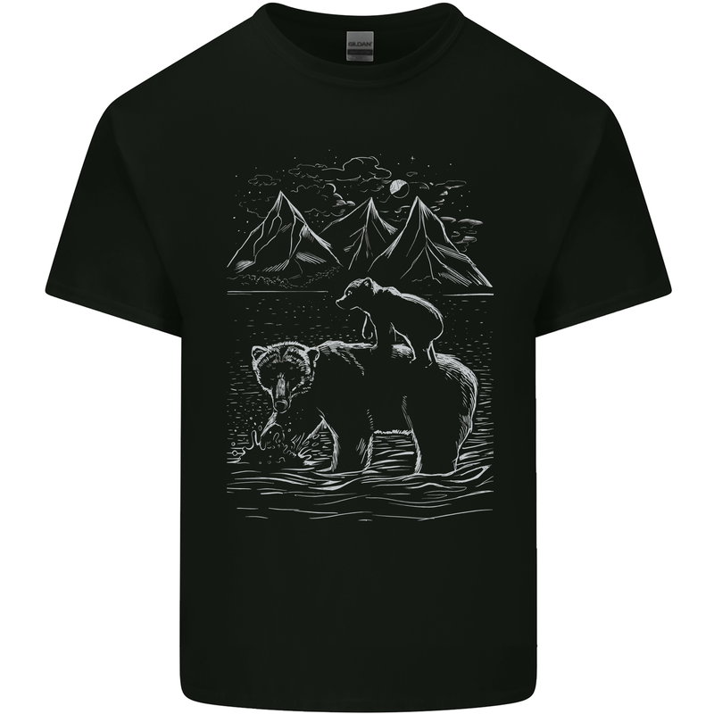 A Bear and It's Cub Mens Cotton T-Shirt Tee Top Black