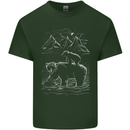 A Bear and It's Cub Mens Cotton T-Shirt Tee Top Forest Green