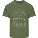 A Bear and It's Cub Mens Cotton T-Shirt Tee Top Military Green