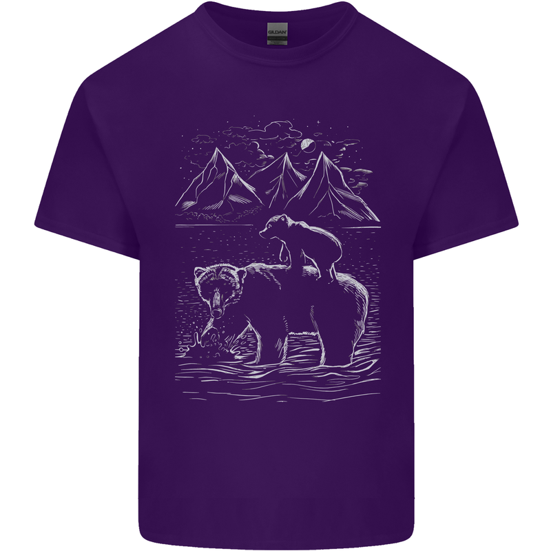 A Bear and It's Cub Mens Cotton T-Shirt Tee Top Purple