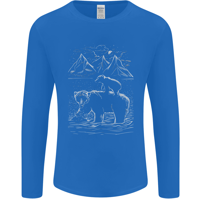 A Bear and It's Cub Mens Long Sleeve T-Shirt Royal Blue