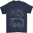 A Bear and It's Cub Mens T-Shirt 100% Cotton Navy Blue