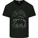 A Bear and It's Cub Mens V-Neck Cotton T-Shirt Black