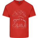 A Bear and It's Cub Mens V-Neck Cotton T-Shirt Red