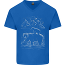 A Bear and It's Cub Mens V-Neck Cotton T-Shirt Royal Blue
