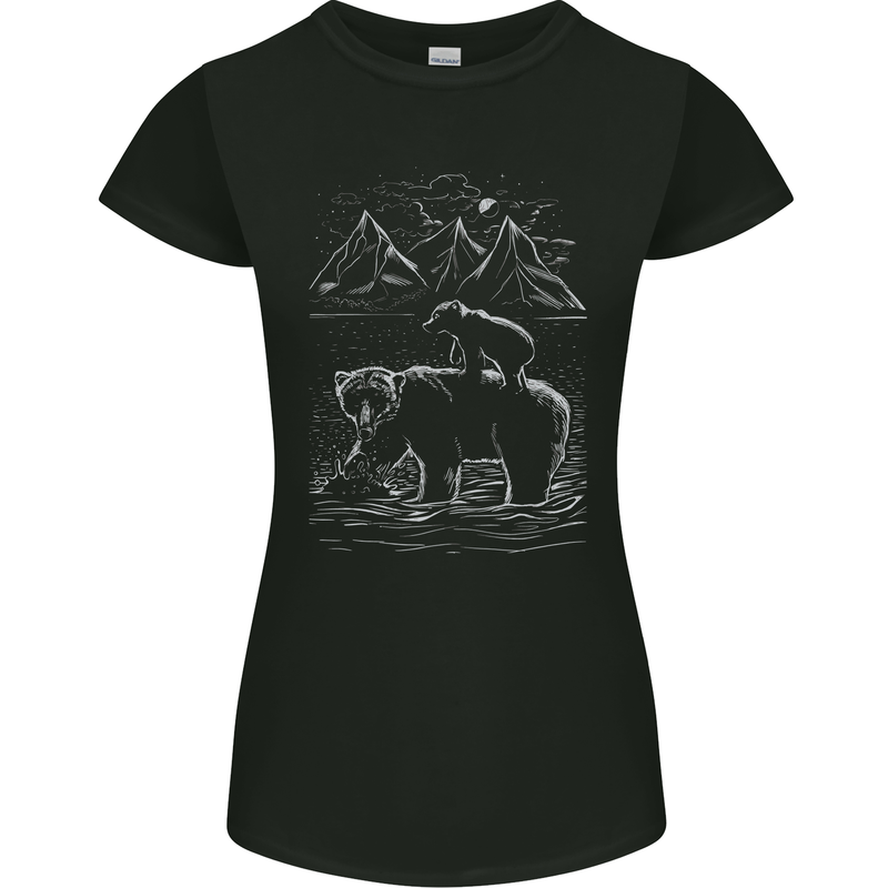 A Bear and It's Cub Womens Petite Cut T-Shirt Black