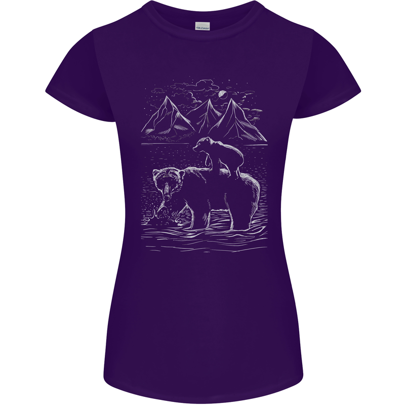 A Bear and It's Cub Womens Petite Cut T-Shirt Purple