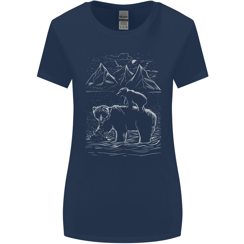A Bear and It's Cub Womens Wider Cut T-Shirt Navy Blue