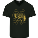 A Bee Design Mens V-Neck Cotton T-Shirt Black