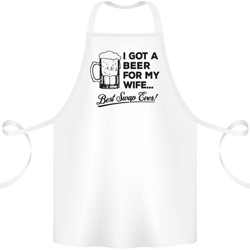 A Beer for My Wife Best Swap Ever Funny Cotton Apron 100% Organic White