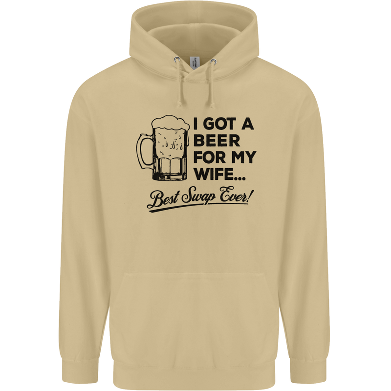A Beer for My Wife Best Swap Ever Funny Mens 80% Cotton Hoodie Sand