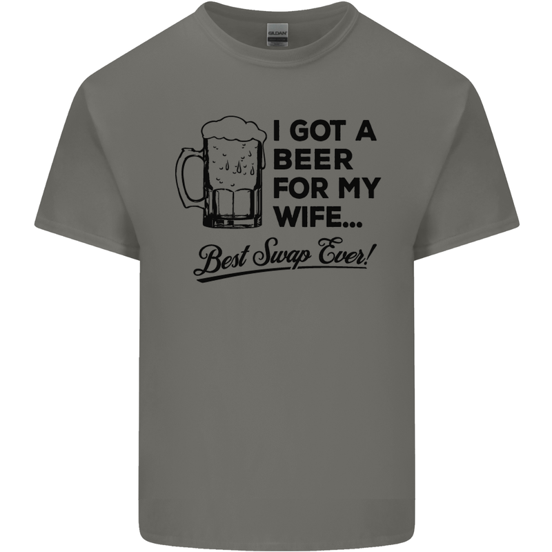 A Beer for My Wife Best Swap Ever Funny Mens Cotton T-Shirt Tee Top Charcoal