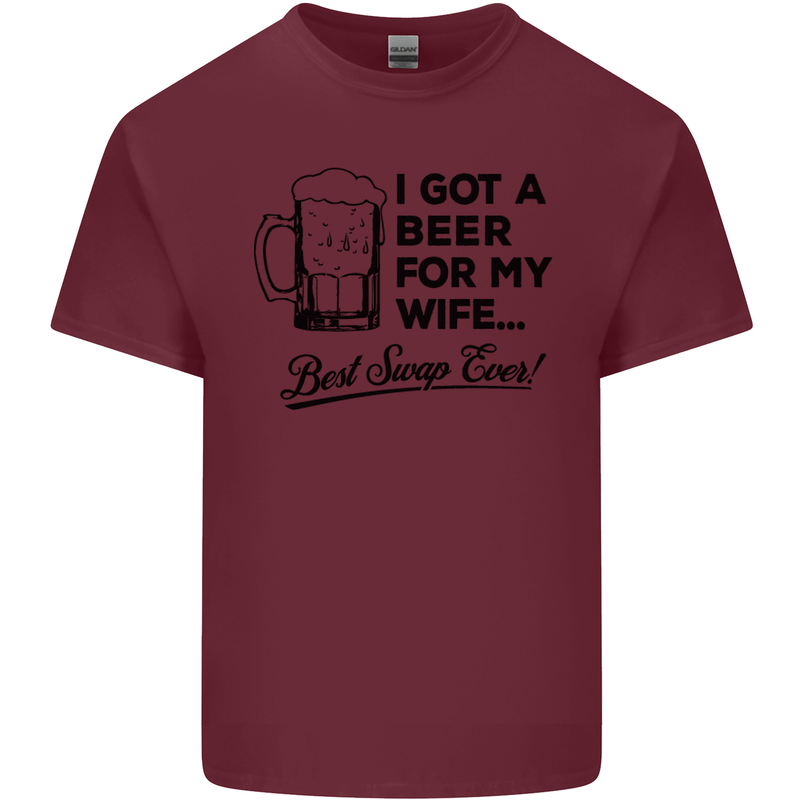 A Beer for My Wife Best Swap Ever Funny Mens Cotton T-Shirt Tee Top Maroon