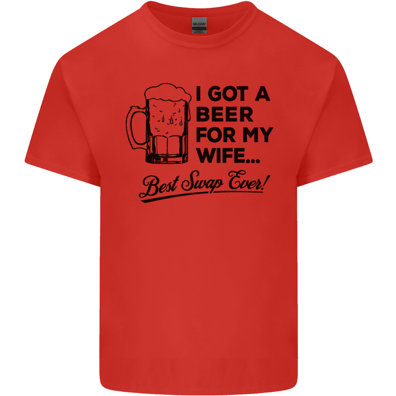 A Beer for My Wife Best Swap Ever Funny Mens Cotton T-Shirt Tee Top Red
