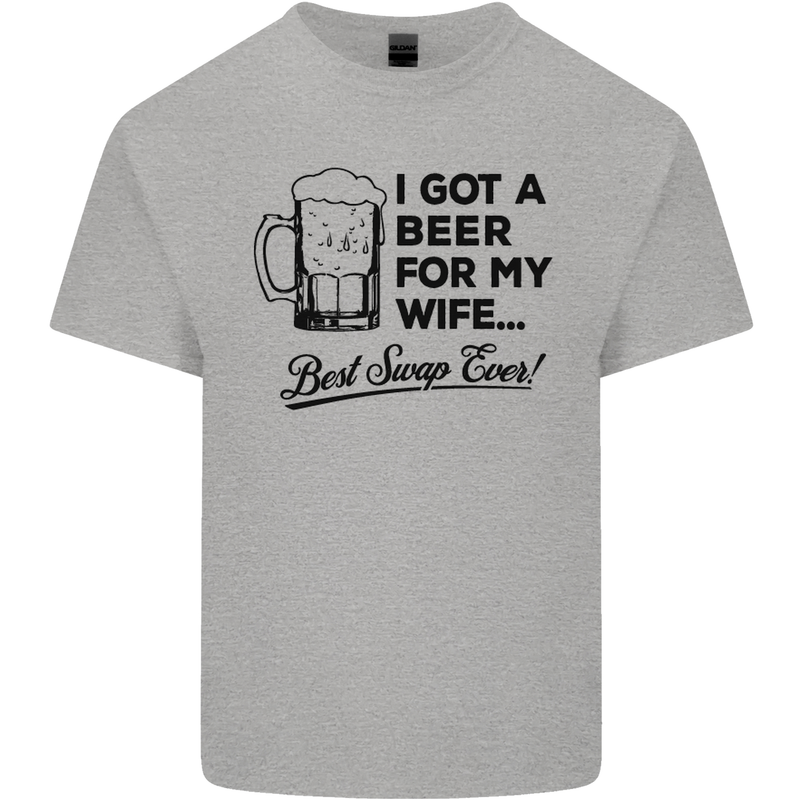 A Beer for My Wife Best Swap Ever Funny Mens Cotton T-Shirt Tee Top Sports Grey
