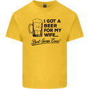 A Beer for My Wife Best Swap Ever Funny Mens Cotton T-Shirt Tee Top Yellow