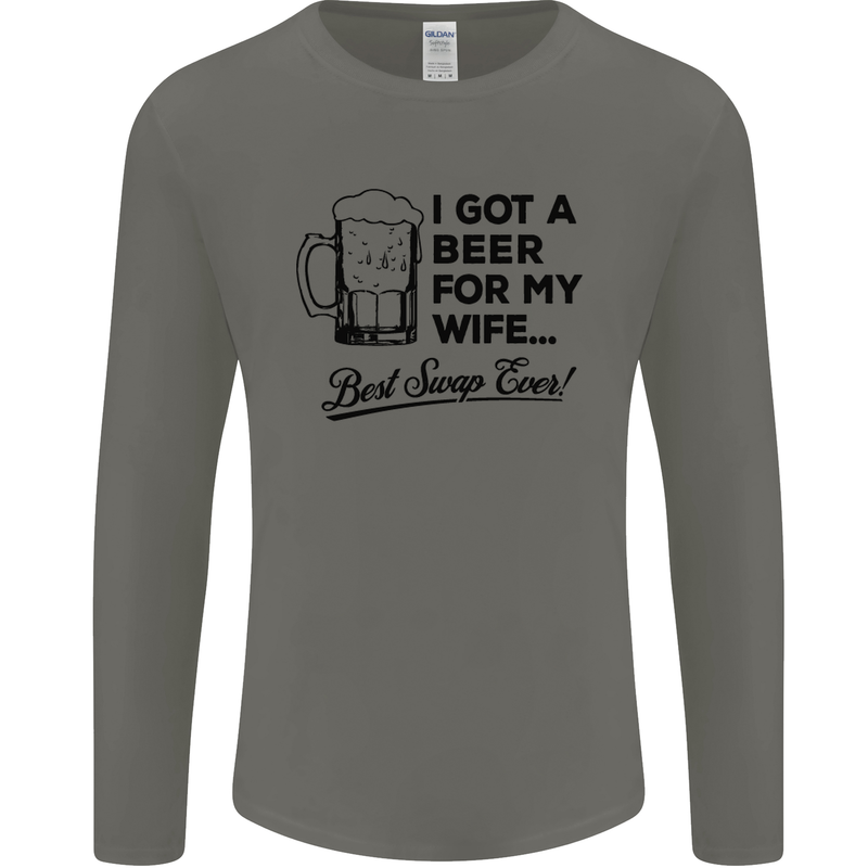 A Beer for My Wife Best Swap Ever Funny Mens Long Sleeve T-Shirt Charcoal