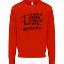 A Beer for My Wife Best Swap Ever Funny Mens Sweatshirt Jumper Bright Red