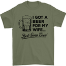 A Beer for My Wife Best Swap Ever Funny Mens T-Shirt Cotton Gildan Military Green