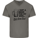 A Beer for My Wife Best Swap Ever Funny Mens V-Neck Cotton T-Shirt Charcoal