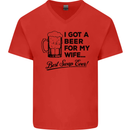A Beer for My Wife Best Swap Ever Funny Mens V-Neck Cotton T-Shirt Red