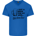 A Beer for My Wife Best Swap Ever Funny Mens V-Neck Cotton T-Shirt Royal Blue