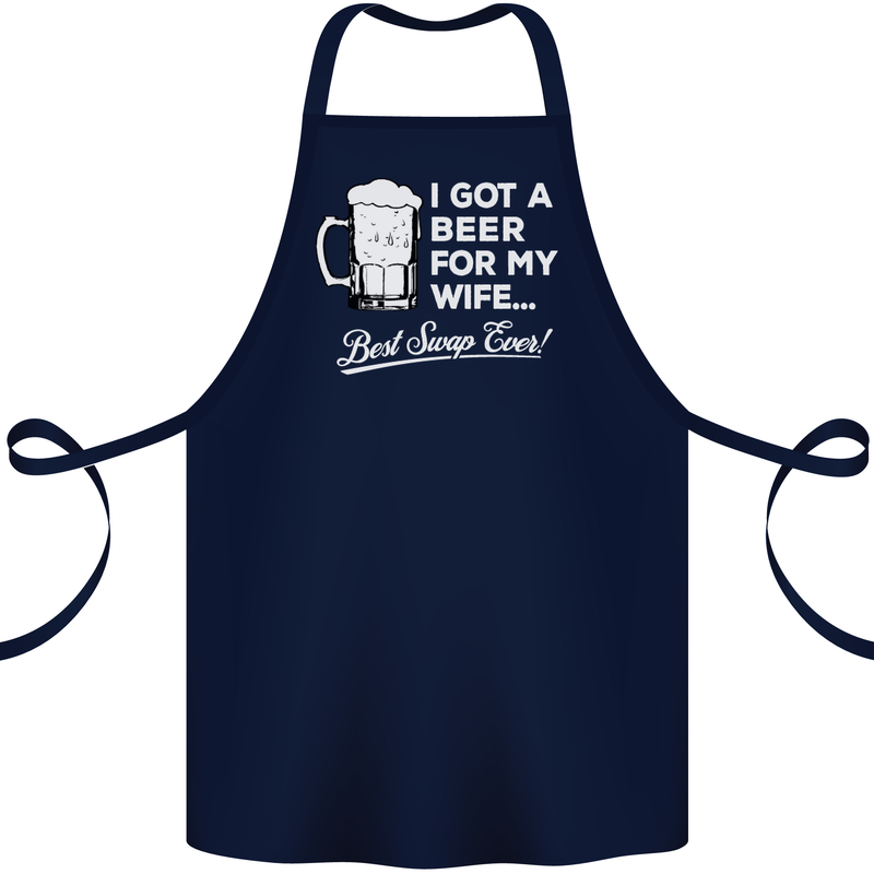 A Beer for My Wife Funny Alcohol BBQ Cotton Apron 100% Organic Navy Blue